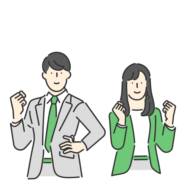 ガッツポーズの男女のイラスト